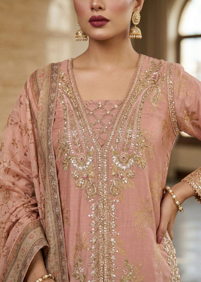 Festive Peach Farshi Shalwar Suit Online in Sri Lanka India Australia