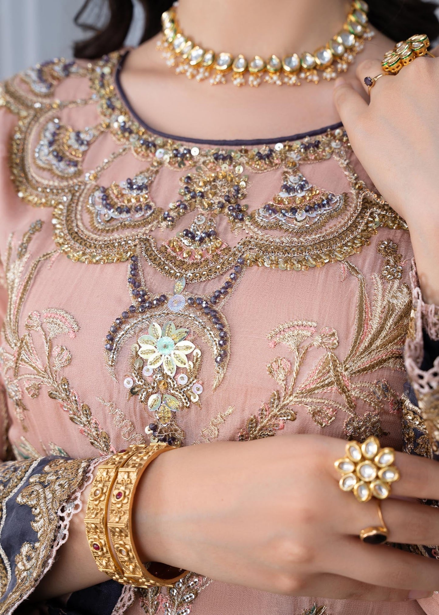 Festive Peach Georgette Chiffon Partywear Suit Online in Sri Lanka India Australia