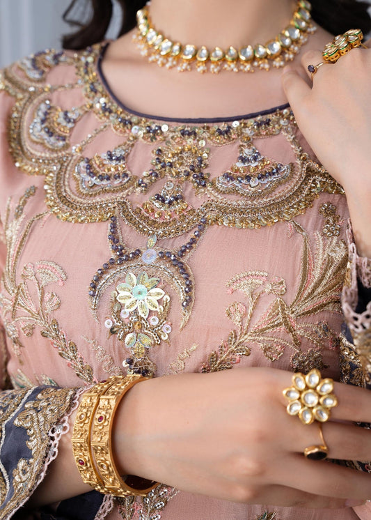 Festive Peach Georgette Chiffon Partywear Suit Online in Sri Lanka India Australia