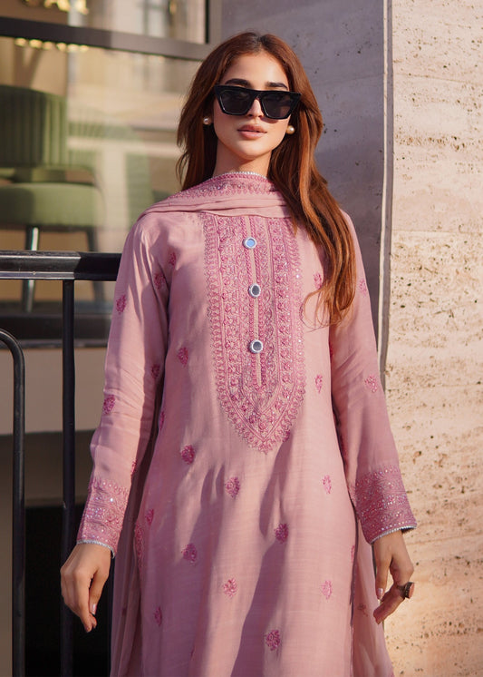 Festive Peach Pink Embroidered Pakistani Suit Online in Dubai DXB UAE Abudhabi Meena Bazaar