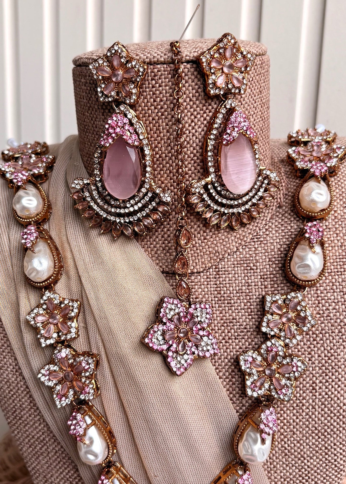 Festive Pink Choker Necklace Set Online in UK USA Canada