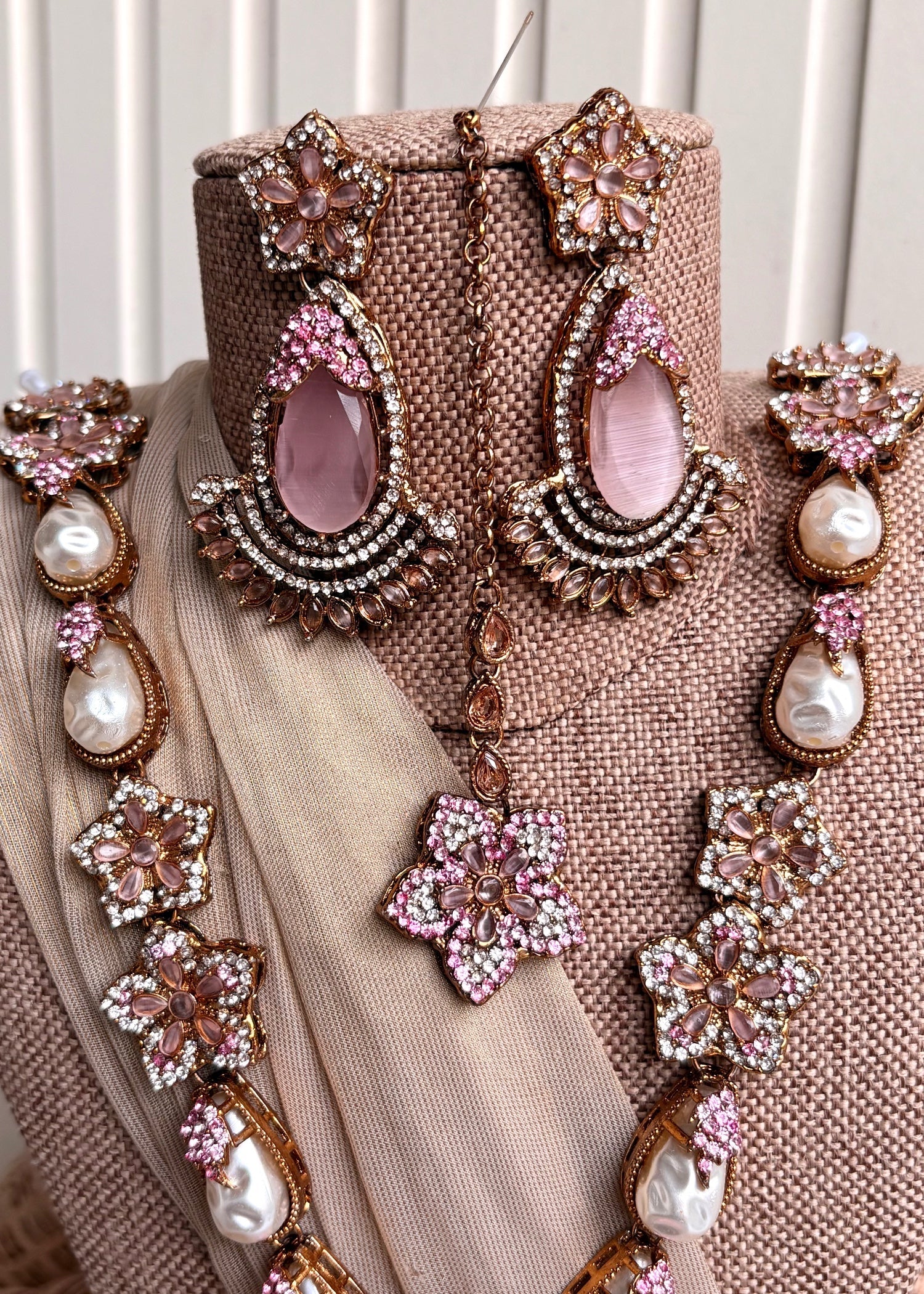 Festive Pink Choker Necklace Set Online in UK USA Canada