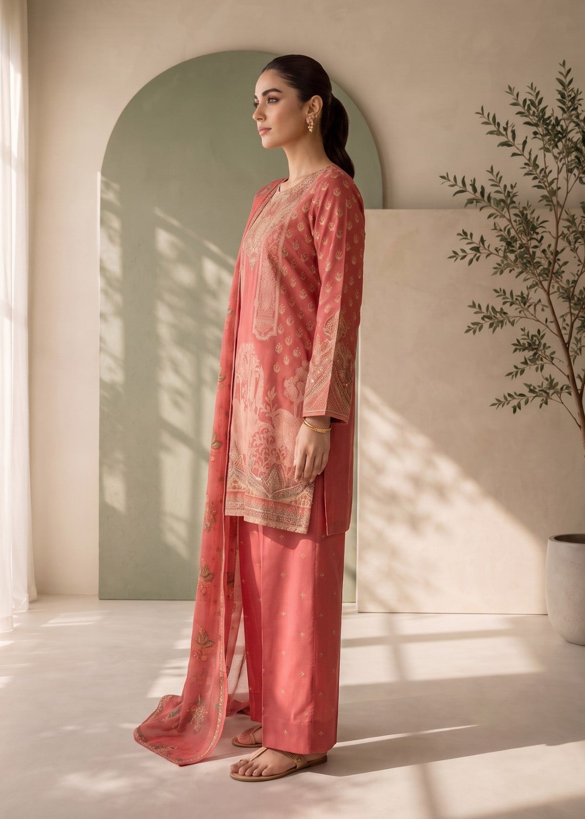 Festive Pink Jacquard Shalwar Kameez Online in Sri Lanka India Australia