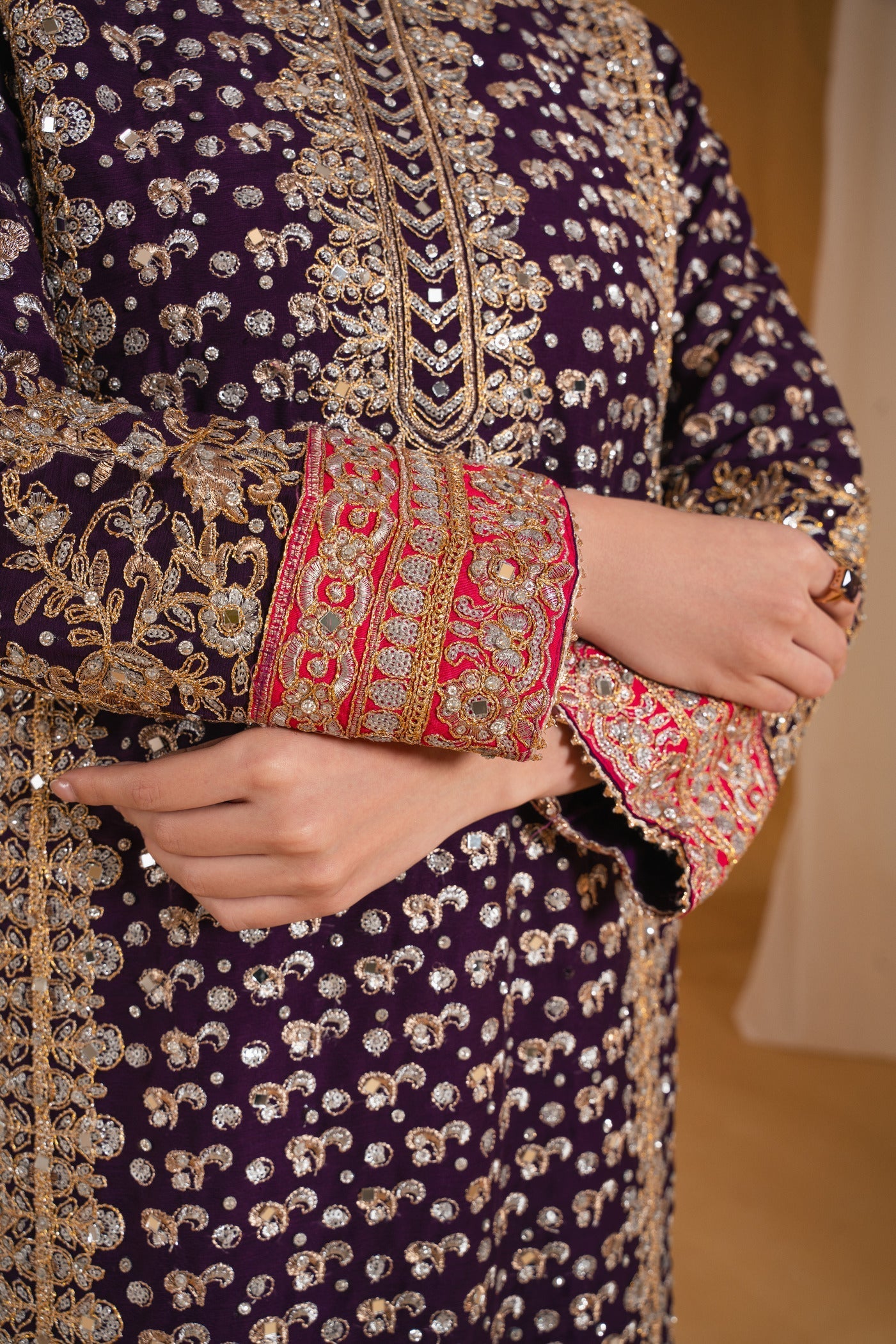 Festive Purple Chiffon Embroidered Dress Material Online in Sri Lanka India Australia