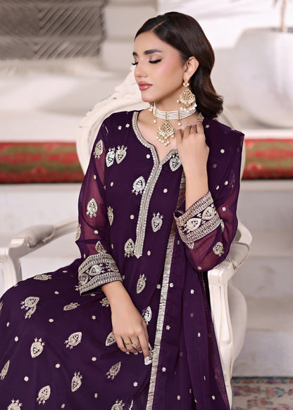 Festive Purple Chiffon Embroidered Suit Online in Sri Lanka India Australia