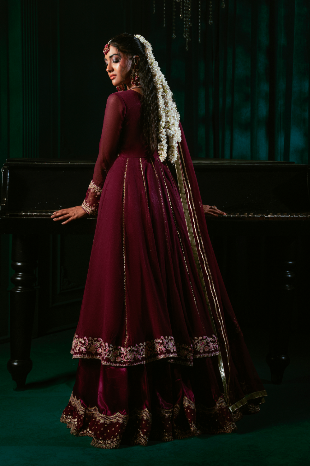 Festive Purple Chiffon Embroidered Suit Online in Sri Lanka India Australia