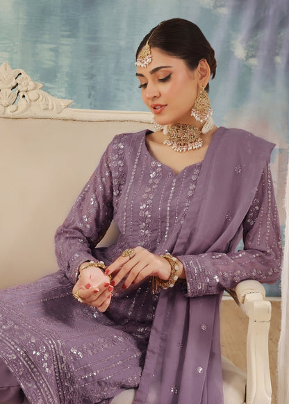 Festive Purple Embroidered Chiffon Suit Online in Sri Lanka India Australia