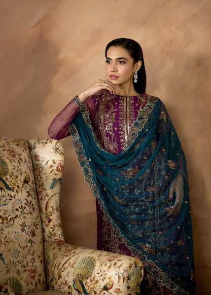 Festive Purple Net Embellished Suit Online in Dubai UAE Abudhabi Ajman Sharjah