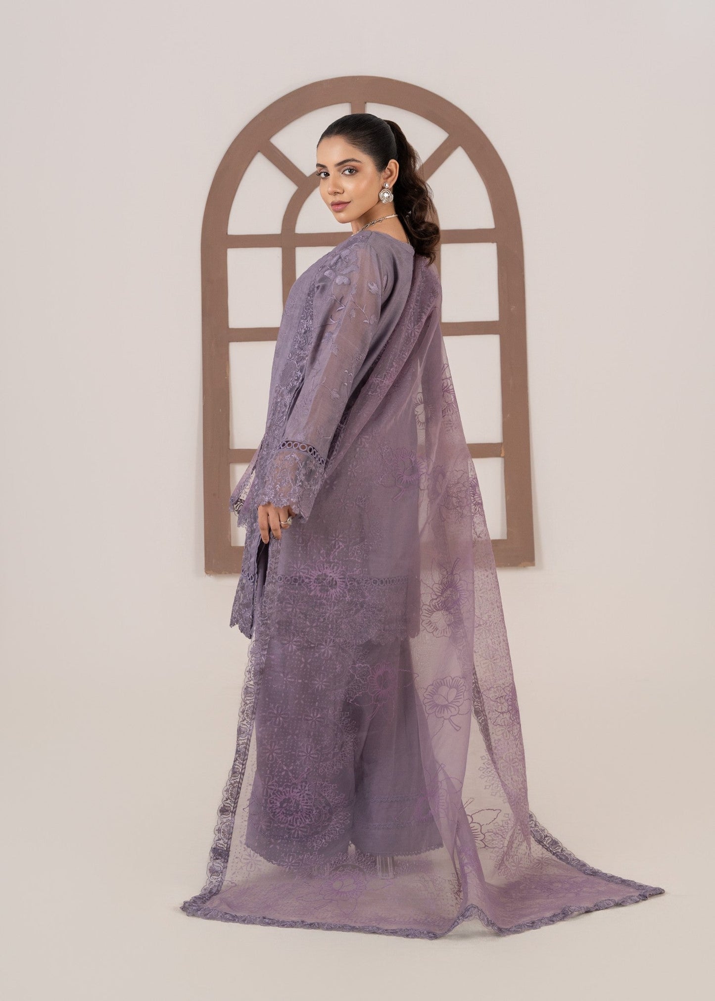 Festive Purple Organza Dupatta Farshi Shalwar Set Online in Sri Lanka India Australia