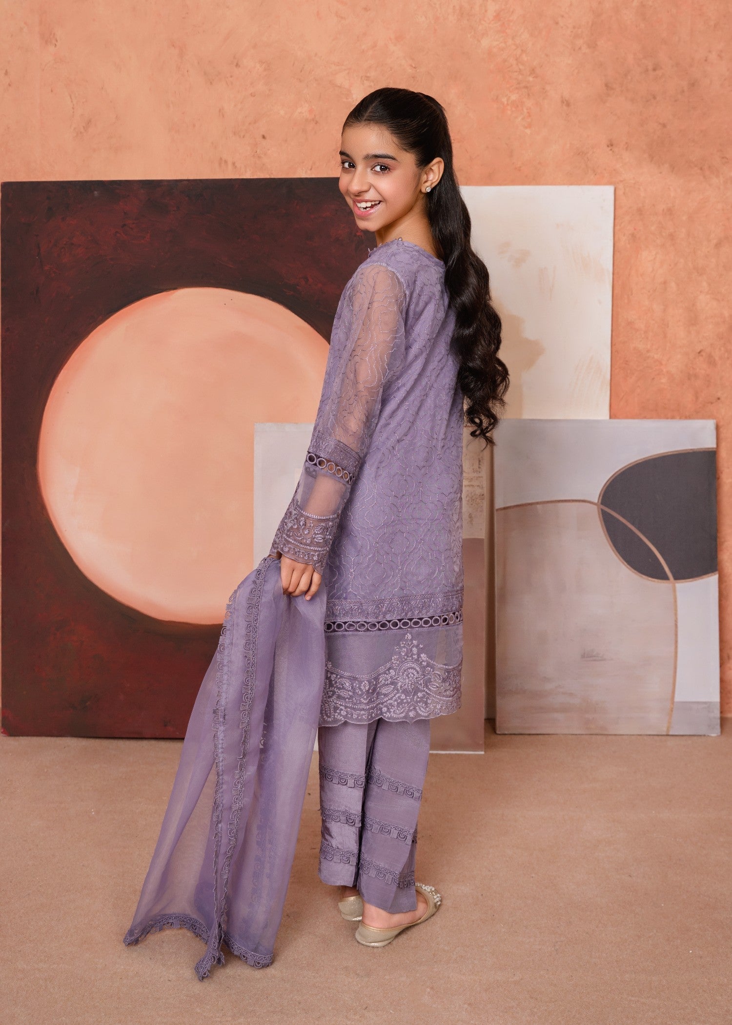 Festive Purple Organza Embroidered Suit Online in Sri Lanka India Australia