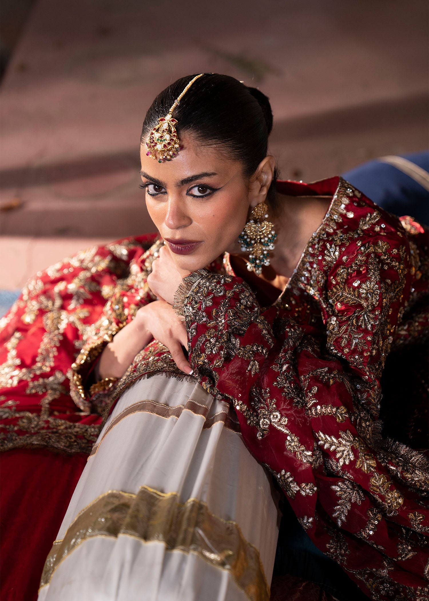 Festive Red Charmuse Lehenga Suit Online in Sri Lanka India Australia