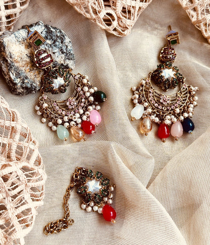 Festive Stone Work Necklace and Earrings Set Online in KSA Riyadh Saudi Arabia Oman Bahrain Qatar