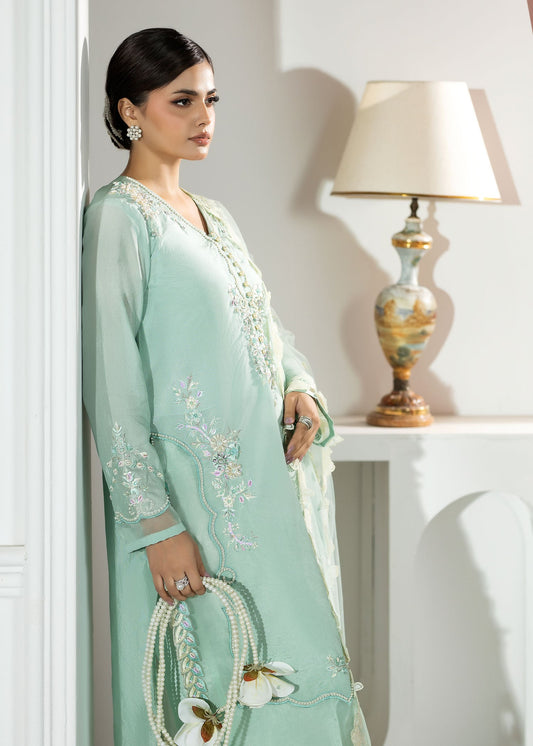 Festive Wear Aquamarine Silk Suit with Net Dupatta Online in Sri Lanka India Australia