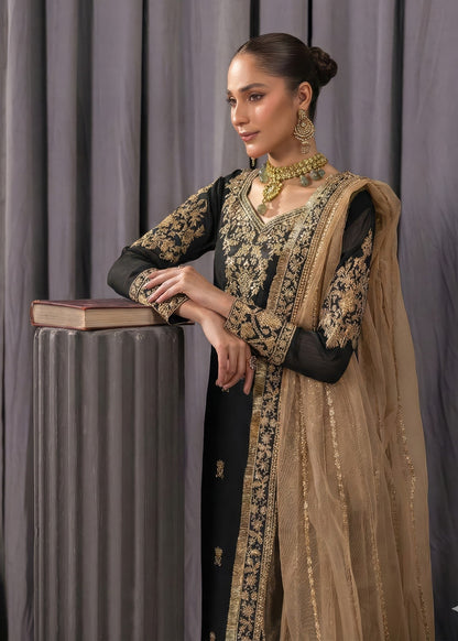 Festive Wear Beige Black Embroidered Chiffon Suit Online in Sri Lanka India Australia