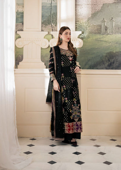Festive Wear Black Embroidered Chiffon Suit Online in Sri Lanka India Australia