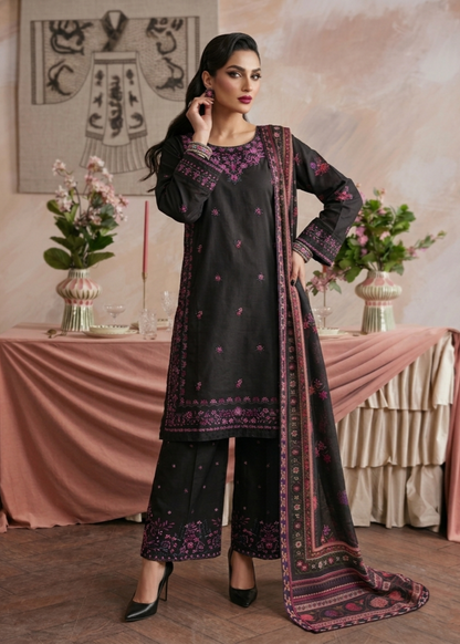 Festive Wear Black Embroidered Cotton Suit Online in Sri Lanka India Australia