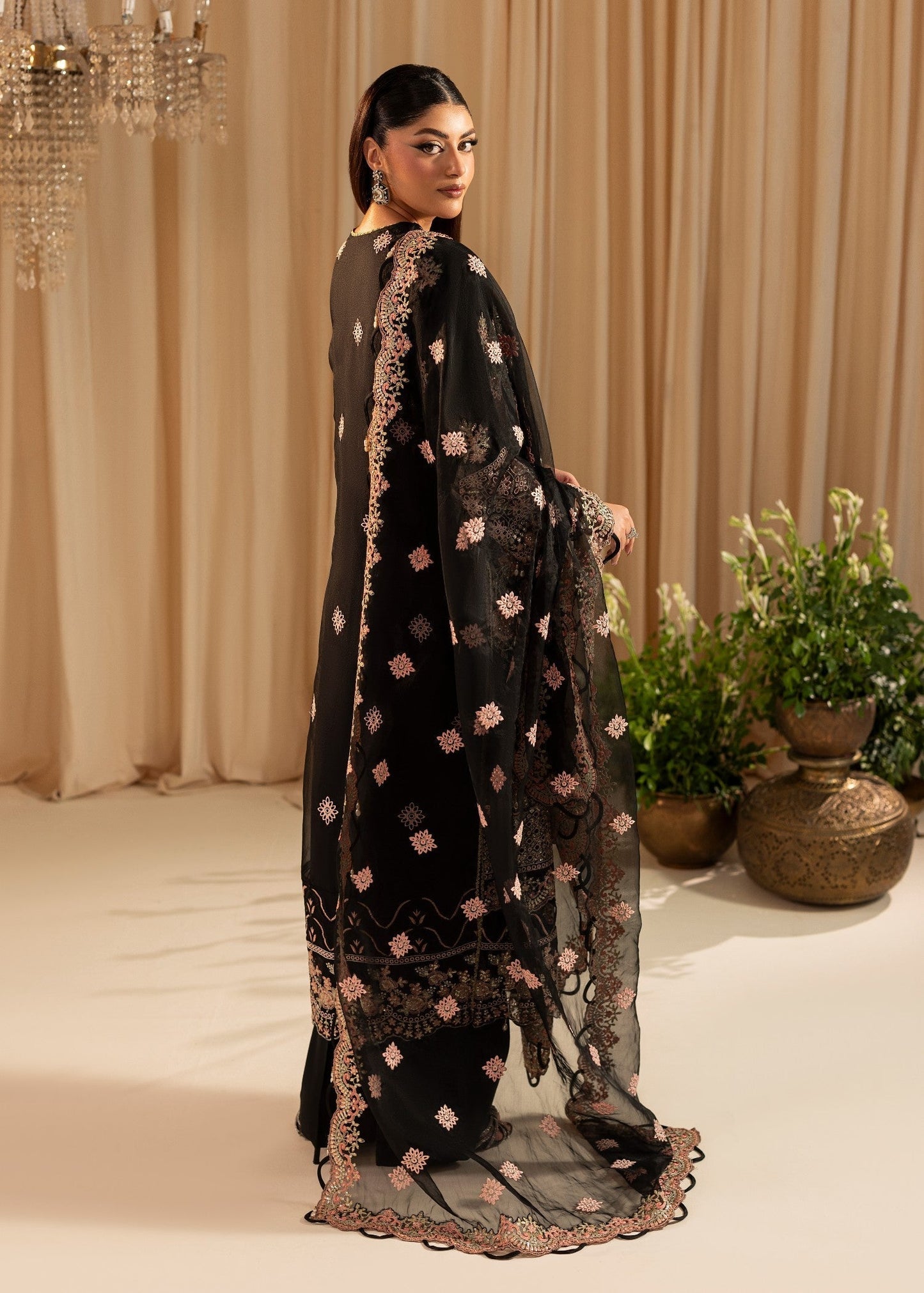Festive Wear Black Embroidered Organza Suit Online in Sri Lanka India Australia