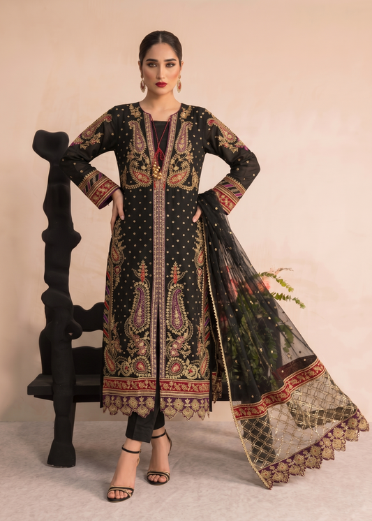 Festive Wear Black Organza Embroidered Suit Online in Sri Lanka India Australia