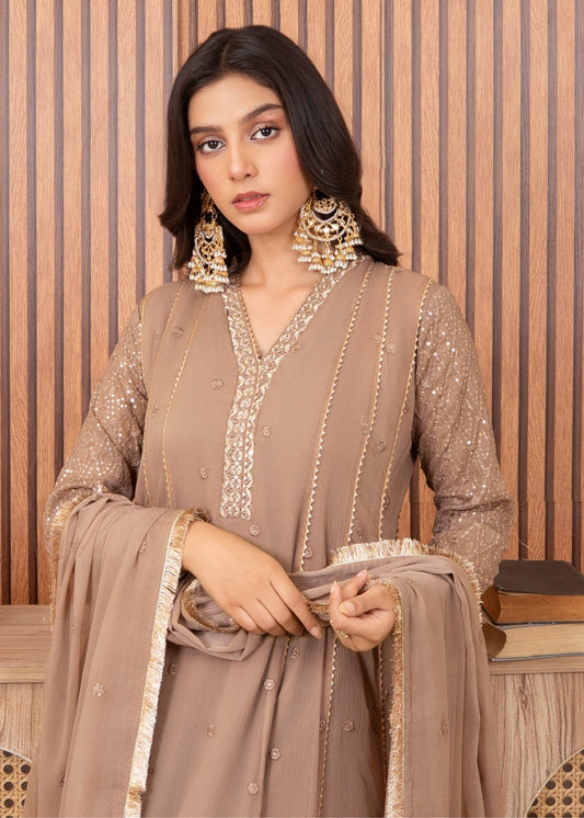 Festive Wear Camel Brown Chiffon Suit Online in Sri Lanka India Australia