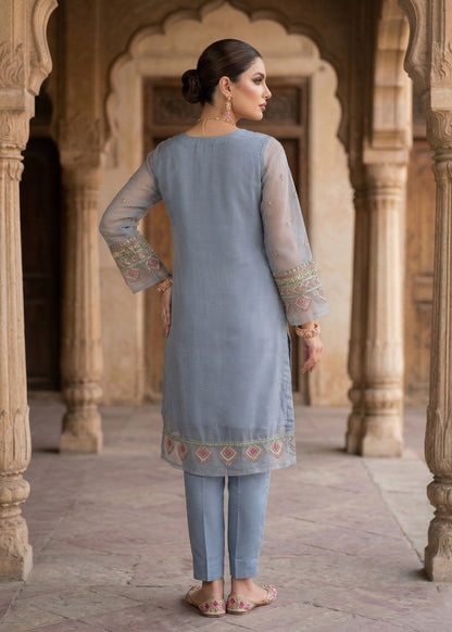 Festive Wear Duck Egg Grey Organza Pakistani Suit Online in Sri Lanka India Australia