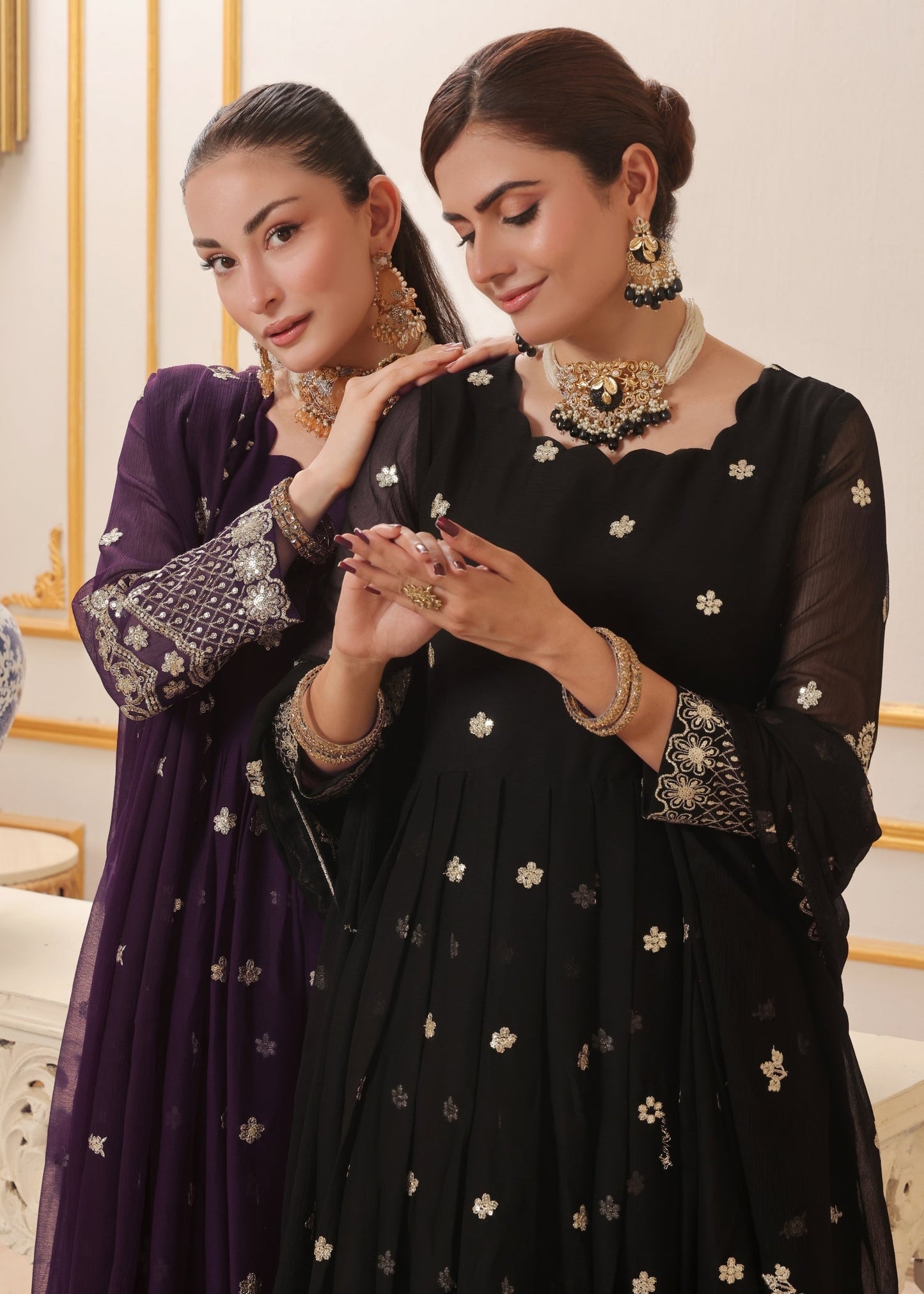 Festive Wear Egg Plant Chiffon 3 Piece Suit Online in Sri Lanka India Australia