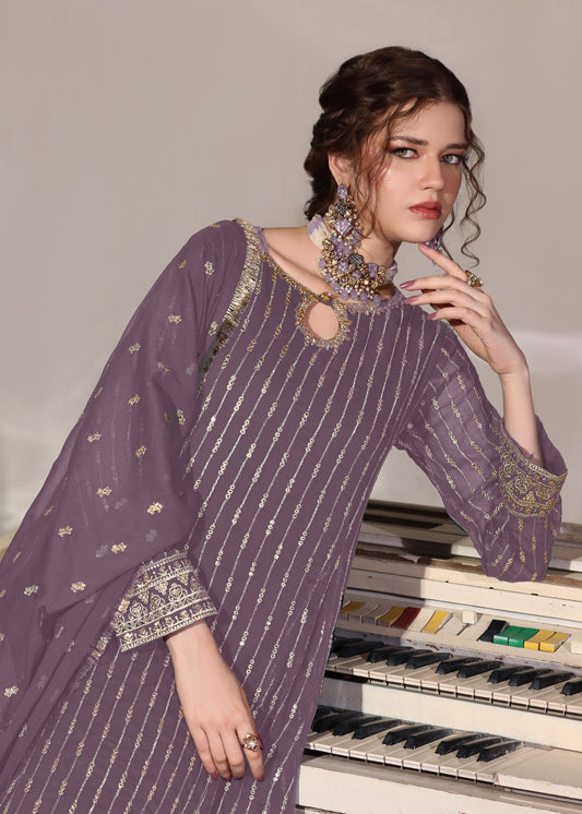 Festive Wear Embroidered Chiffon Pishwas with Straight Trouser Online in Sri Lanka India Australia