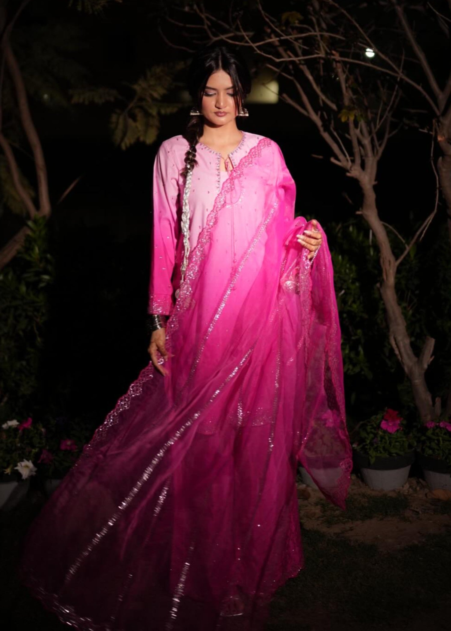 Festive Wear Embroidered Farshi Shalwar Raw Silk Online in Dubai DXB UAE Abudhabi Meena Bazaar