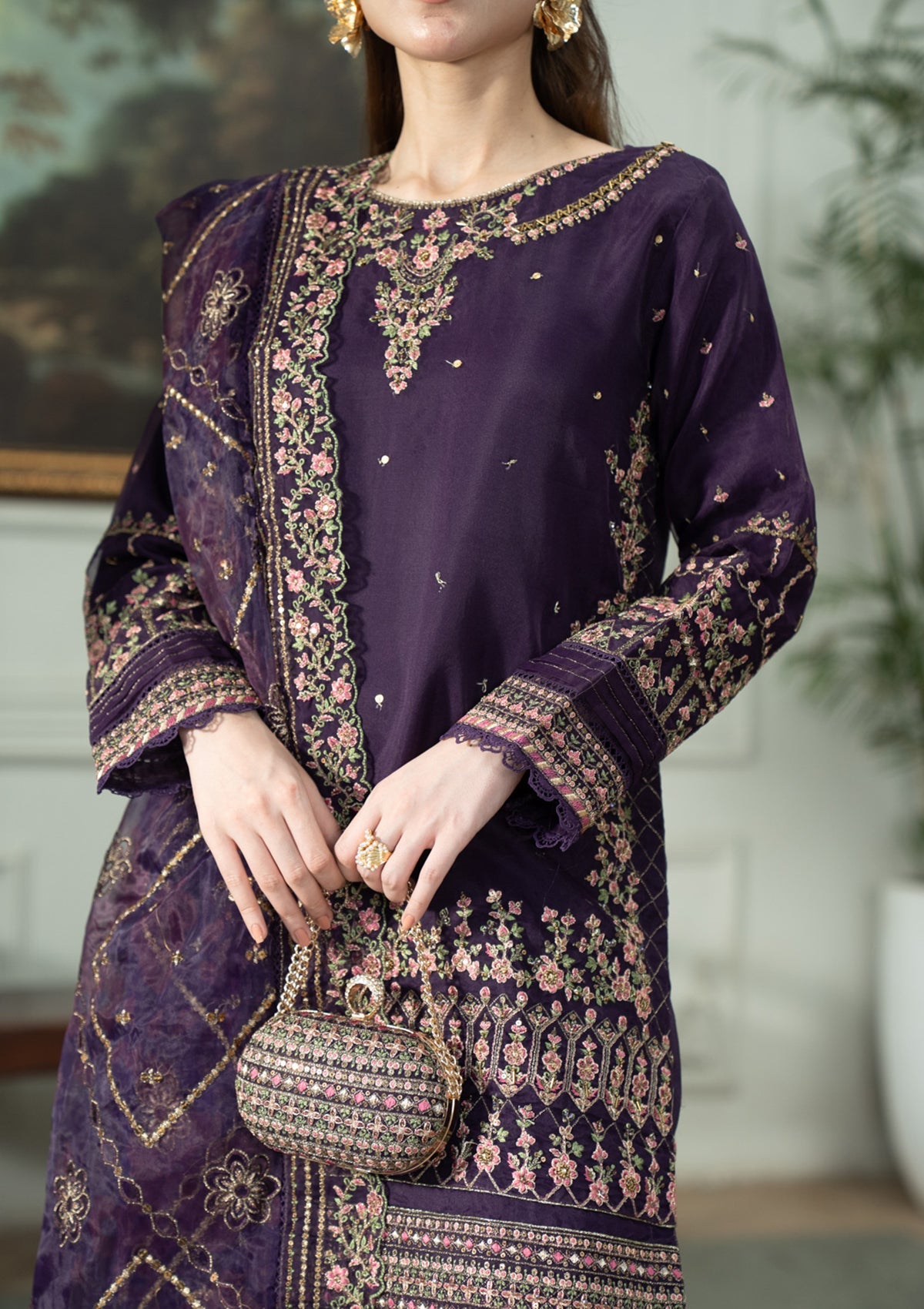 Festive Wear Embroidered Gharara Set Online in KSA Riyadh Saudi Arabia Oman Bahrain Qatar