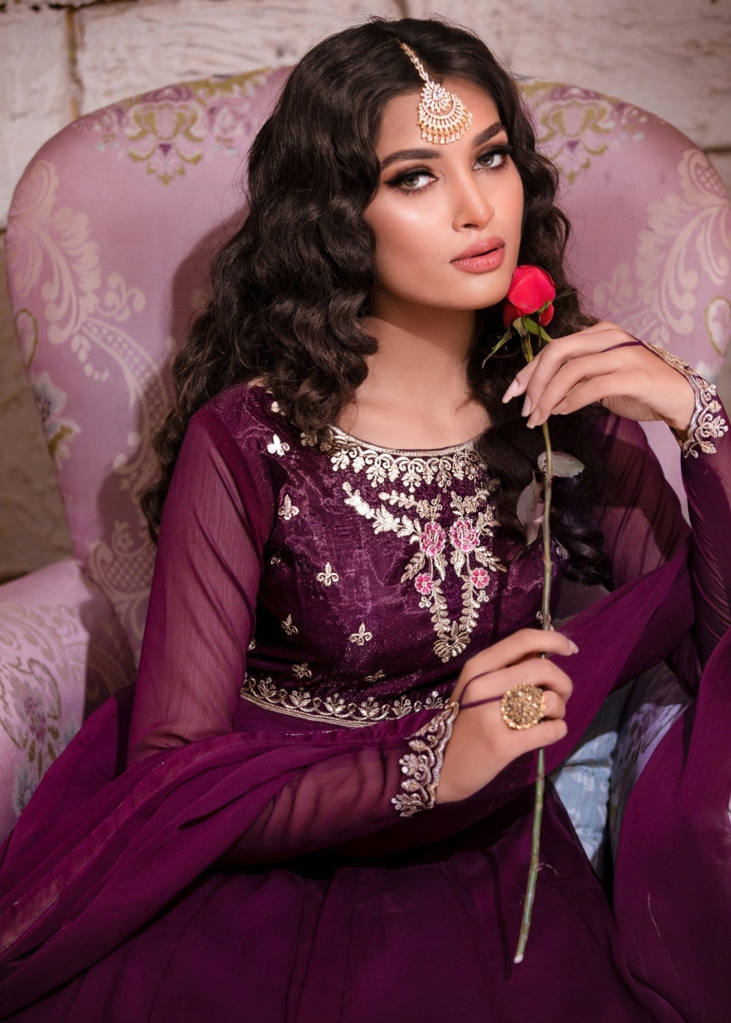 Festive Wear Floral Embroidered Chiffon Gharara Set Online in Sri Lanka India Australia