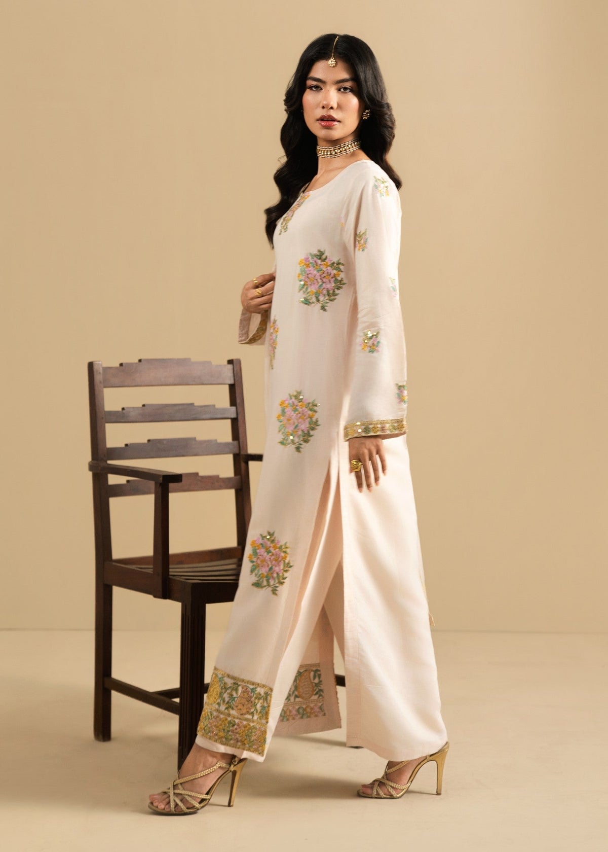 Festive Wear Ivory Cotton Pakistani Salwar Kameez Online in Sri Lanka India Australia