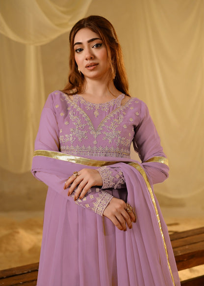Festive Wear Lilac Chiffon Kurta Set Online in Sri Lanka India Australia