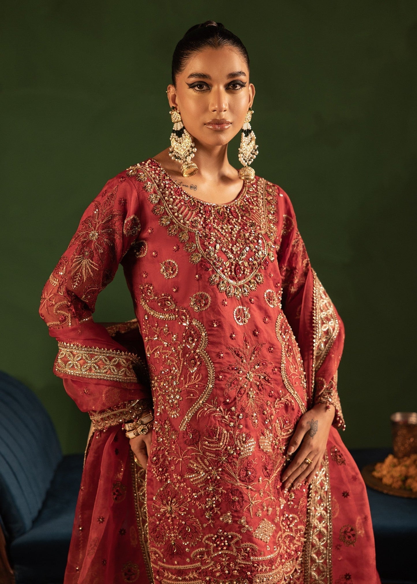 Festive Wear Maroon Embroidered Organza Pakistani Suit Online in Sri Lanka India Australia