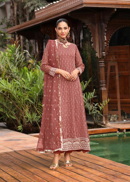 Festive Wear Melon Pink Chiffon Embroidered Pishwas Online in Sri Lanka India Australia