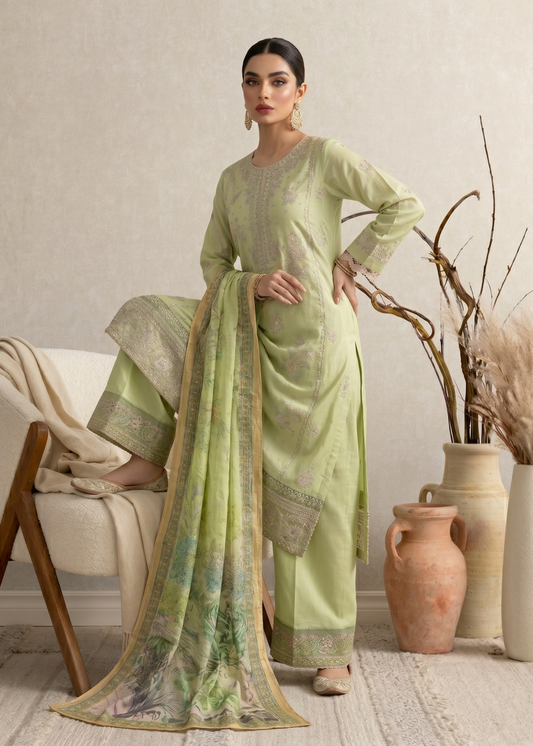 Festive Wear Mint Green Embroidered Cotton Suit Online in Sri Lanka India Australia
