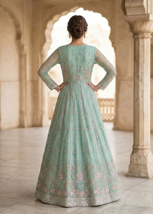Festive Wear Mint Green Organza Pakistani Suit Online in Sri Lanka India Australia