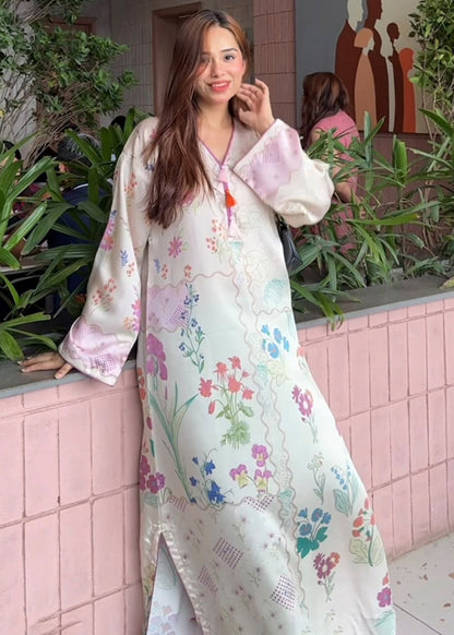 Festive Wear Multi Color Satin Silk Kaftan Online in UK USA Canada