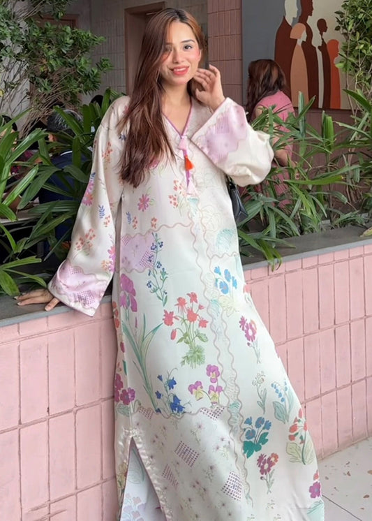 Festive Wear Multi Color Satin Silk Kaftan Online in UK USA Canada