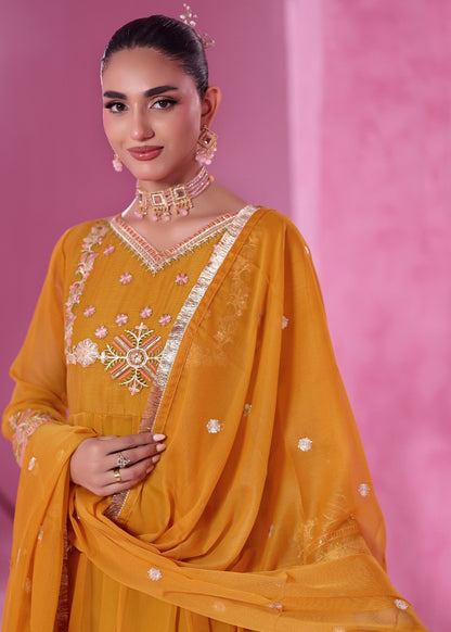 Festive Wear Mustard Chiffon Pakistani Suit Online in Sri Lanka India Australia