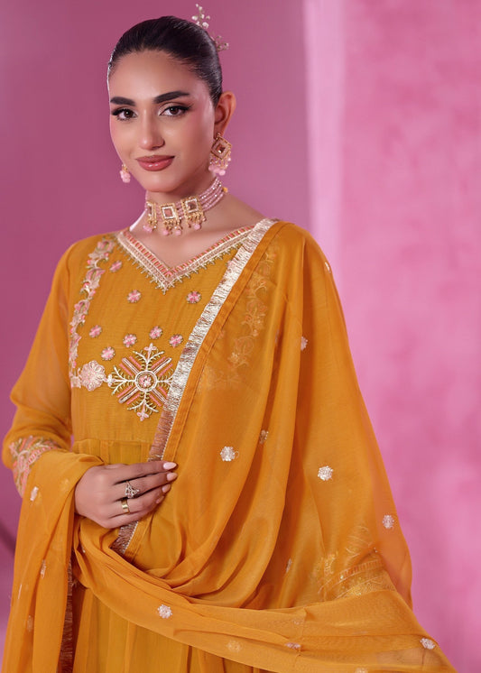 Festive Wear Mustard Chiffon Pakistani Suit Online in Sri Lanka India Australia