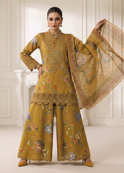 Festive Wear Mustard Lawn Pakistani Suit Online in Sri Lanka India Australia