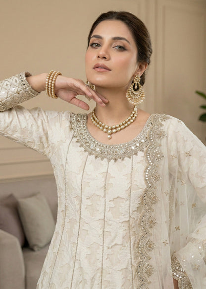 Festive Wear Off-White Net Gharara Online in Sri Lanka India Australia