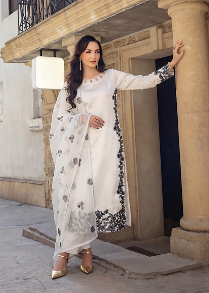 Festive Wear Off-White Silk Long Kurta Trouser Online in Sri Lanka India Australia