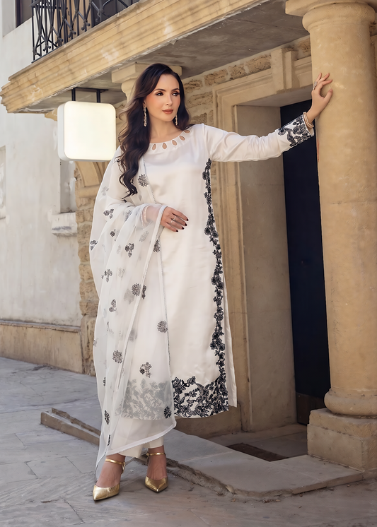 Festive Wear Off-White Silk Long Kurta Trouser Online in Sri Lanka India Australia