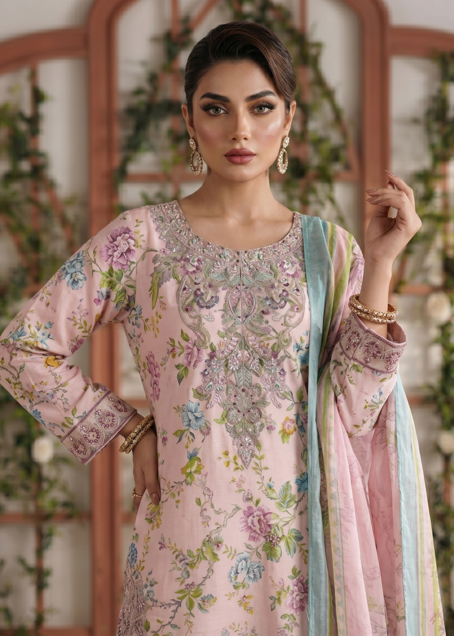 Festive Wear Pale Pink Lawn Gharara Online in Sri Lanka India Australia