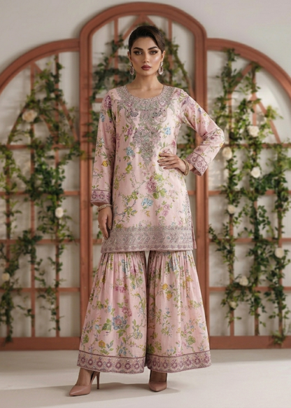 Festive Wear Pale Pink Lawn Gharara Online in Sri Lanka India Australia