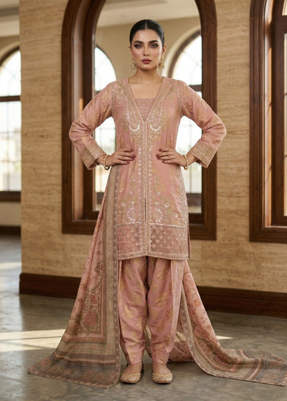 Festive Wear Peach Embroidered Pakistani Suit Online in Sri Lanka India Australia