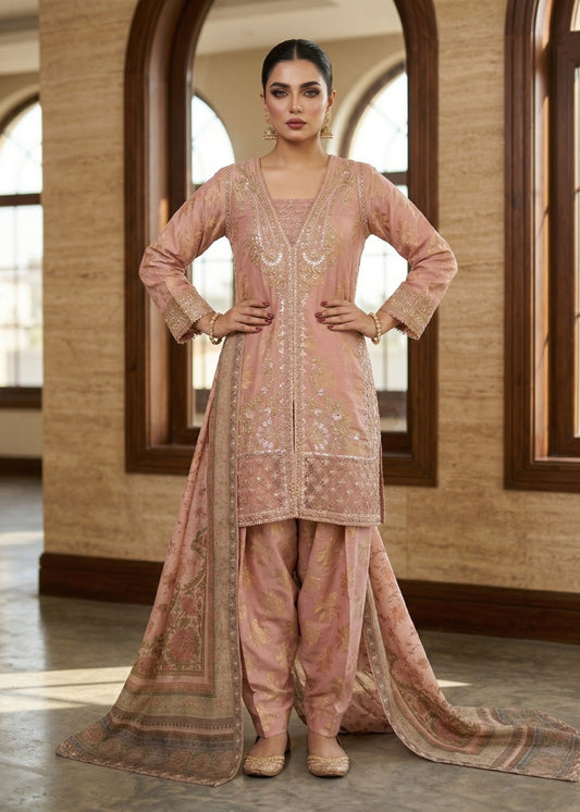 Festive Wear Peach Embroidered Pakistani Suit Online in Sri Lanka India Australia