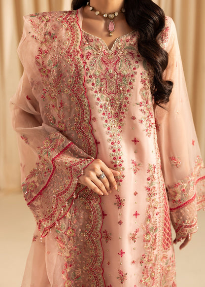 Festive Wear Peach Organza Embroidered Suit Online in Sri Lanka India Australia