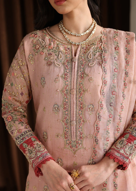 Festive Wear Pink Embroidered Khaddi Net Suit Online in Sri Lanka India Australia
