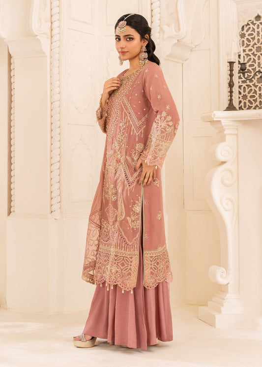 Festive Wear Pink Embroidered Raw Silk Sharara Online in Sri Lanka India Australia